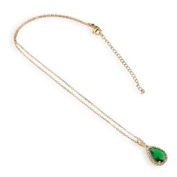 Colier din inox auriu si pandantiv lacrima cu zirconiu, 22mm