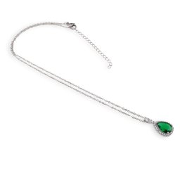 Colier din inox argintiu si pandantiv lacrima cu zirconiu, 22mm