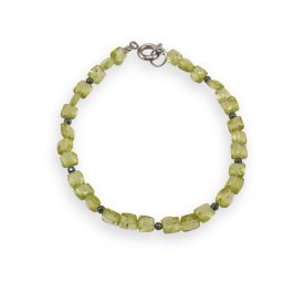 Bratara Peridot patratele fatetate 5mm si Hematit microfatetat 2mm