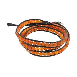 Bratara wrap tripla Carneol sfere, 4mm