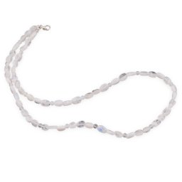 Colier Piatra Lunii turmalinata neuniforma 5-8mm si sfere 3mm