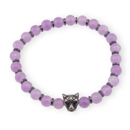 Bratara pe elastic Ametist sfere 6mm cu element tigru in cutie cadou