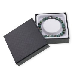 Bratara pe elastic Turcoaz African si Hematit sfere 8mm cu element argintiu in cutie cadou