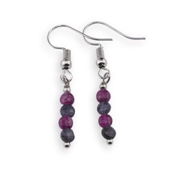 Cercei cu agatatoare mix Safir si Rubin, banuti fatetati 4mm
