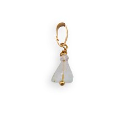 Pandantiv Fluorit triunghi 7-8mm si Cristal de stanca discuri fatetate 3mm cu inox auriu