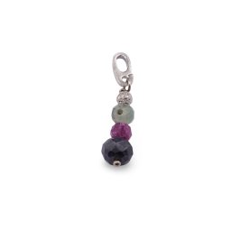 Pandantiv Smarald, Rubin sfere fatetate 4-5mm si Safir disc fatetat 6mm cu Argint 925