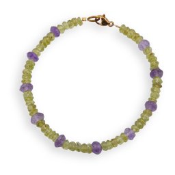 Bratara Peridot discuri fatetate 4mm si Ametist discuri fatetate 5-6mm