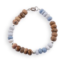 Bratara Opal albastru si Jasp peisaj discuri fatetate 7-8mm