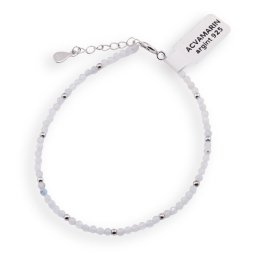 Bratara Acvamarin sfere microfatetate 2mm si bumbi din argint 925