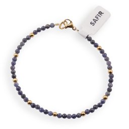Bratara Safir sfere fatetate 3mm si bumbi aurii
