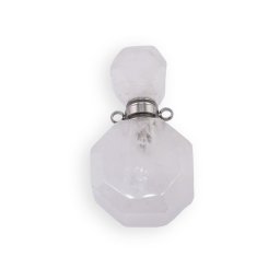 Pandantiv cristal natural Cristal de stanca sticluta cu agatatoare argintie, model octogon - 3,5cm