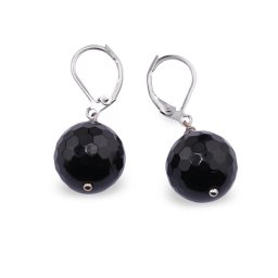 Cercei cu agatatoare Onix sfere fatetate 14mm