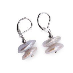 Cercei cu agatatoare Perle de cultura turtite, 12-14mm