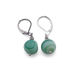 Cercei cu agatatoare Agat verde mat sfere 10mm