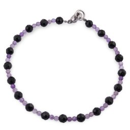 Bratara Ametist si Turmalina neagra sfere fatetate, 2-4mm