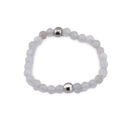 Inel pe elastic cu Acvamarin si argint 925, sfere fatetate 2mm