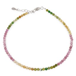 Bratara Turmalina multicolora degrade sfere fatetate, 2mm