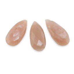 Briolete fatetate Piatra Lunii piersica - Long Teardrop, 3 buc