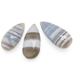Briolete fatetate Opal albastru cu benzi - Long Teardrop, 3 buc