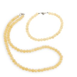 Set colier si bratara Calcit galben sfere, 6mm