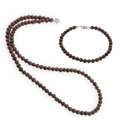 Set colier si bratara Obsidian mahon sfere, 5mm