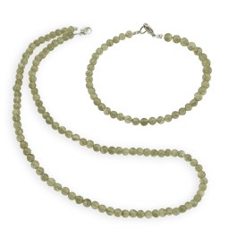 Set colier si bratara Apatit verde sfere, 4mm