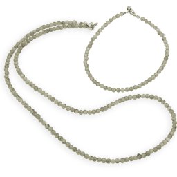Set colier si bratara Apatit verde sfere, 3mm