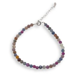 Bratara Safir multicolor si Rubin sfere fatetate 4mm cu Argint 925