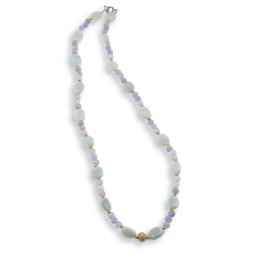 Colier Angelit sfere 4mm si Amazonit neregulat 10-12mm