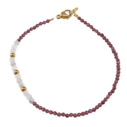 Bratara Granat Rhodolit si Mix Berile sfere fatetate cu bumbi aurii, 2-3mm