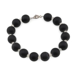 Bratara Piatra lunii si Onix negru mat sfere, 3-10mm
