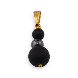 Pandantiv Onix negru mat si Hematit sfere, 6-10mm