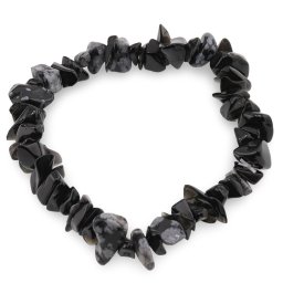 Bratara pe elastic cu pietre chips Obsidian fulg de nea