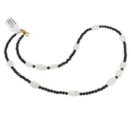Colier Turmalina neagra sfere fatetate 3mm si Piatra lunii fatetata 8-12mm