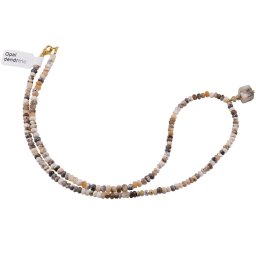 Colier Opal dendritic discuri fatetate 4mm si pandantiv cub fatetat 8mm