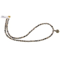 Colier Jasp dalmatian discuri fatetate 4mm si pandantiv cub fatetat 7-8mm
