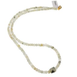 Colier Prehnit discuri fatetate 4mm si cub fatetat 7-8mm