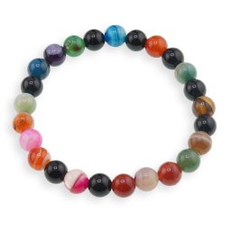 Bratara din Agate colorate si Onix 8mm, pe elastic, 19cm