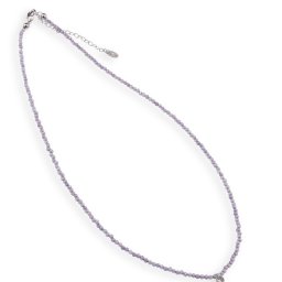 Colier Ametist sfere microfatetate si accesoriu argintiu