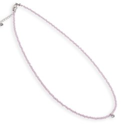 Colier Cuart roz sfere microfatetate si accesoriu argintiu