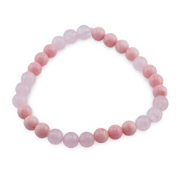 Bratara Cuart roz si Coral roz sfere, 6-7mm