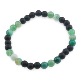 Bratara Onix negru mat si Agat verde sfere, 6mm