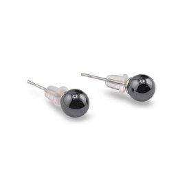Cercei cu surub Hematit sfere, 6mm