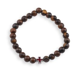 Bratara pe elastic Ochi de tigru sfere 6mm si cruce