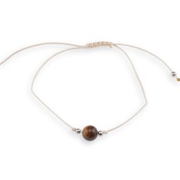 Bratara snur crem, Ochi de tigru sfera 8mm