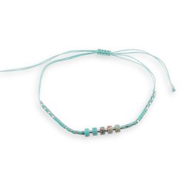 Bratara snur albastru, Turcoaz discuri 5mm