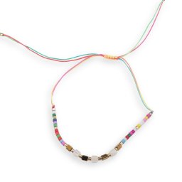 Bratara snur multicolor, Sidef alb cuburi