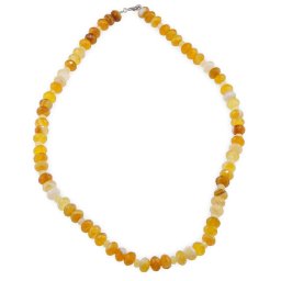 Colier Agat galben discuri fatetate 8mm si discuri fatetate 4mm