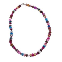 Colier Agat multicolor discuri fatetate 8mm si sfere fatetate 4mm
