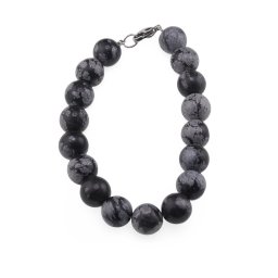 Bratara Obsidian fulg de nea sfere 10mm